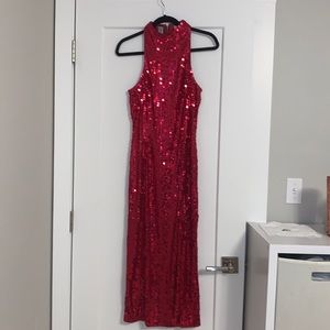 Red sequin cocktail dress